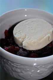 cookie dough atop berries